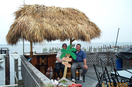 Actual customers with their lakeside Tiki bar