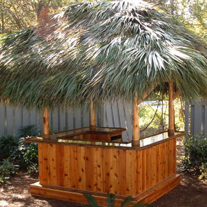 tiki bar - backyard bar - 8' x 8' custom red cedar tiki bar